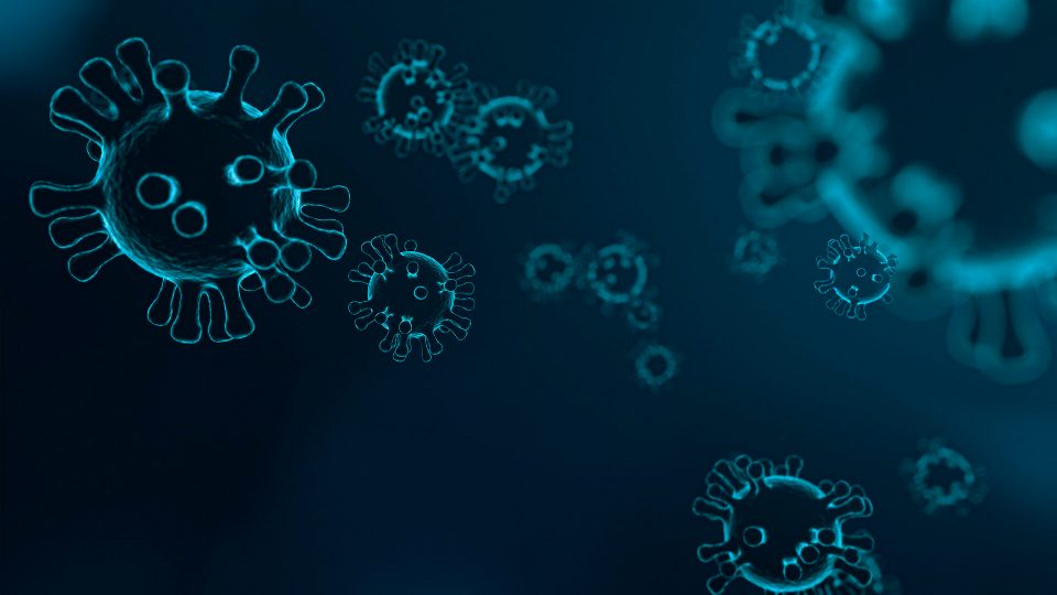 Conceptual image with virus in the background