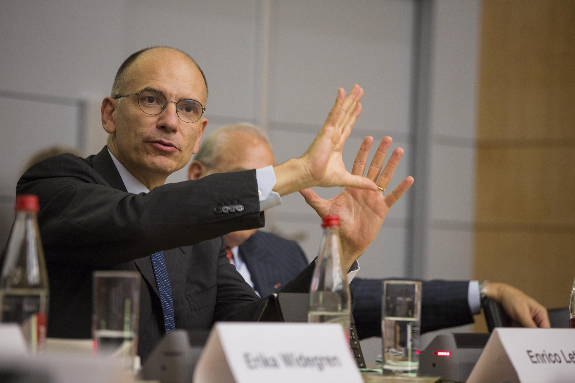Enrico Letta speaking in the First annual meeting of Re-Imagine Europa at the OECD in Paris