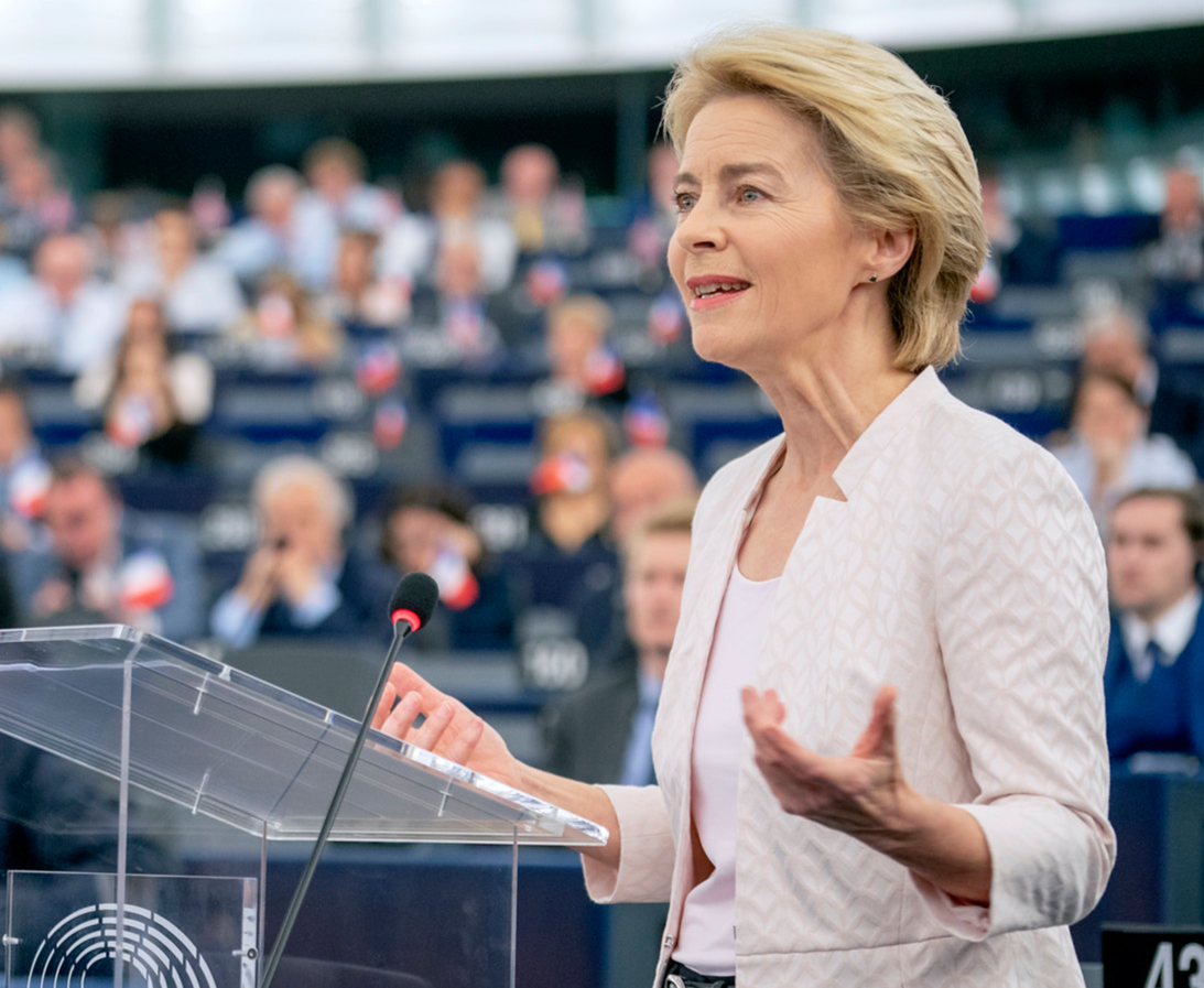 URSULA VON DER LEYEN, PRESIDENT OF THE EUROPEAN COMMISSION, delivering a speech at the European Parliament