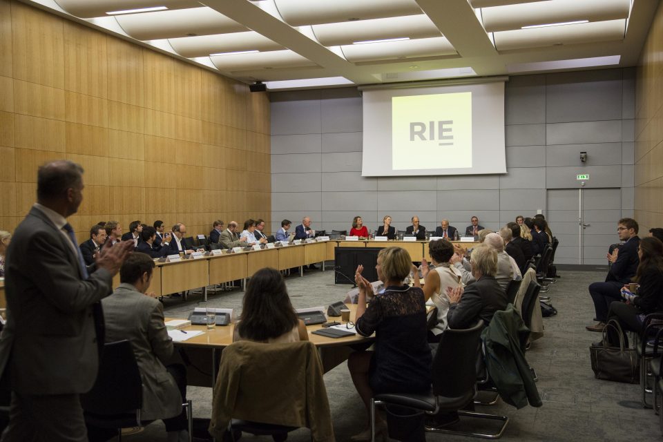 Photo of the participants seated in the conference room at the 2018 RIE Annual Meeting