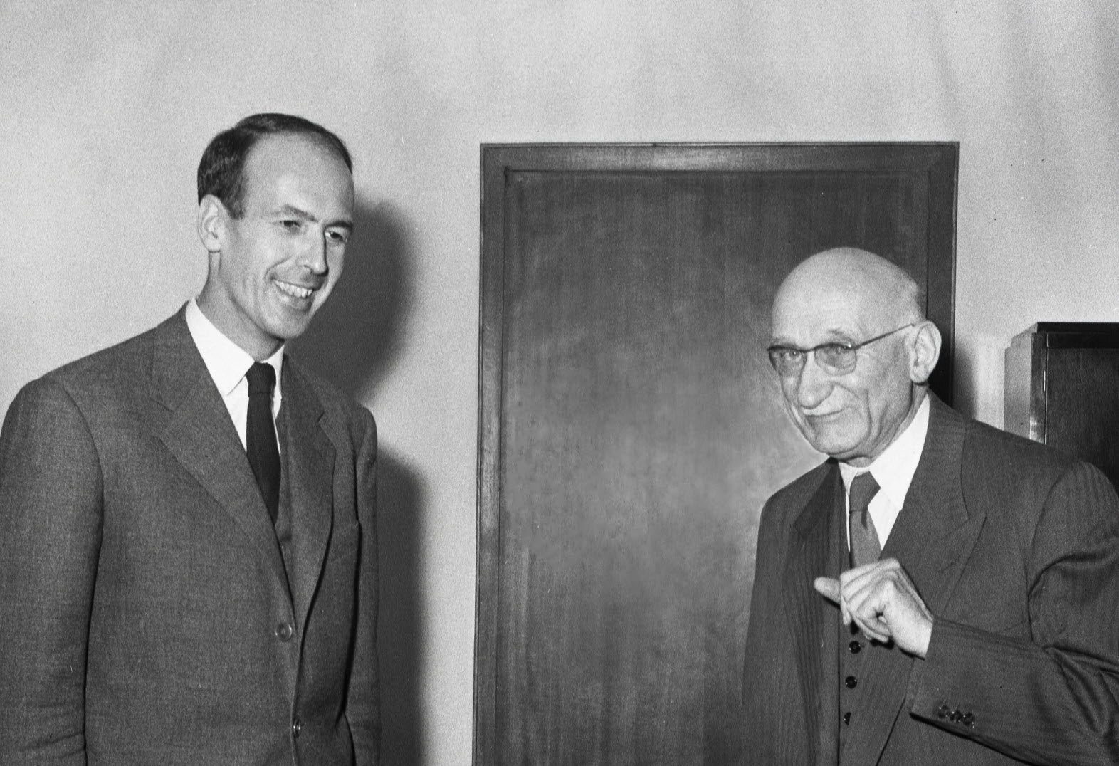 Photo of Valéry Giscard d’Estaing and Robert Schuman in Strasbourg